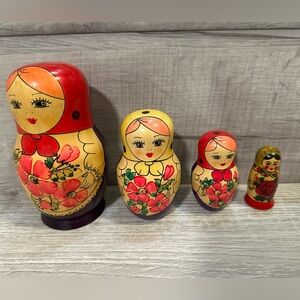Set of 4 Wooden Matryoshka Russian Nesting Dolls
